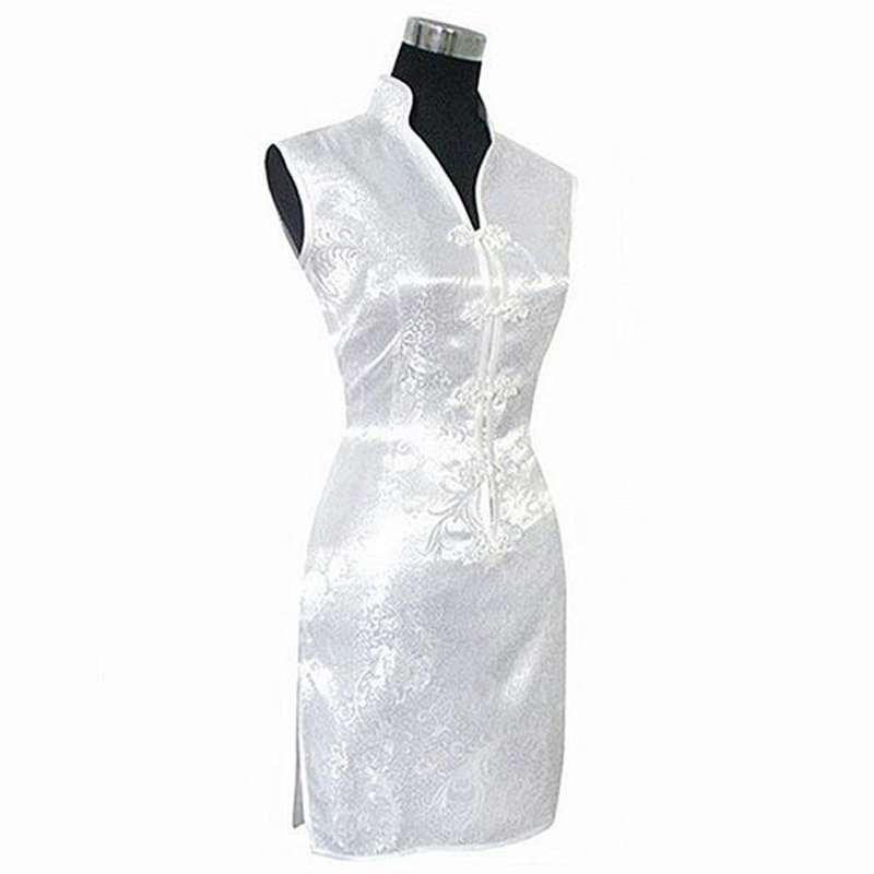 Vintage Collectible Buttons - Fashion White Chinese Lady Rayon Qipao