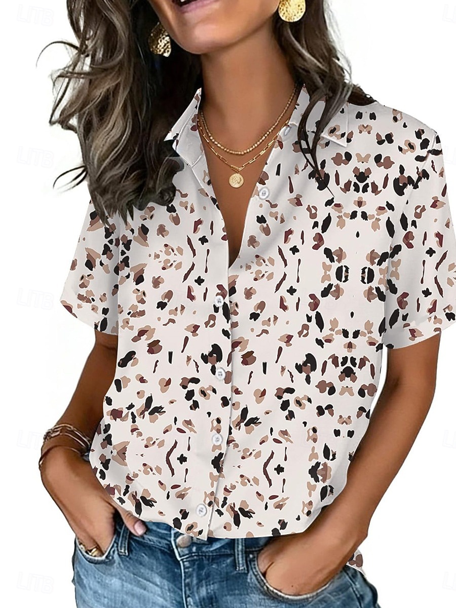 Women's Dot Print Lapel Shirt  - огляд і ціна Vintage Collectible Buttons